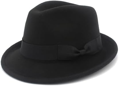 帽子 wicagrocery Round Brim Short Black Amazon.com: CXQRR Black Bowler Derby Hat Short Rolled Brim Fedora